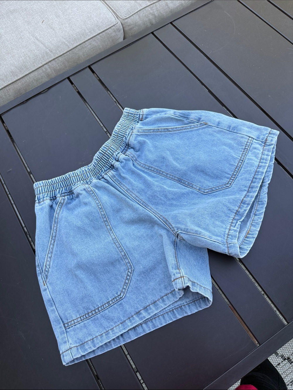 Vintage Light Blue Denim Elastic-Waist Women's 90s high waist 26-28” Shorts